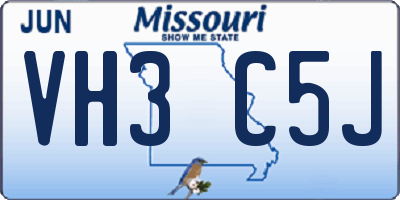 MO license plate VH3C5J