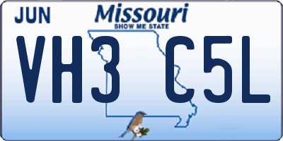 MO license plate VH3C5L