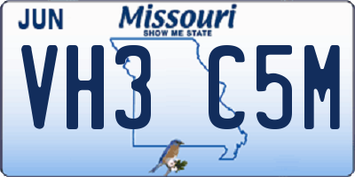 MO license plate VH3C5M