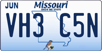 MO license plate VH3C5N