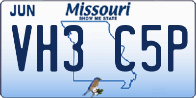 MO license plate VH3C5P