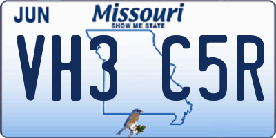 MO license plate VH3C5R