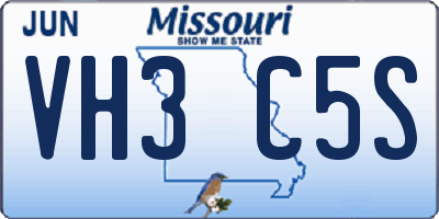 MO license plate VH3C5S