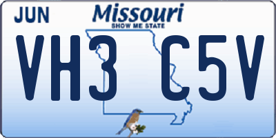 MO license plate VH3C5V