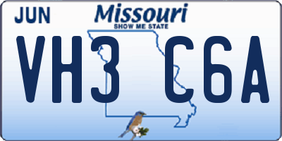 MO license plate VH3C6A