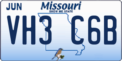MO license plate VH3C6B