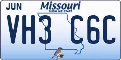 MO license plate VH3C6C