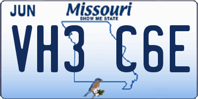 MO license plate VH3C6E