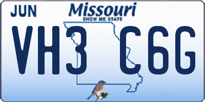 MO license plate VH3C6G