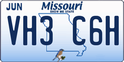 MO license plate VH3C6H