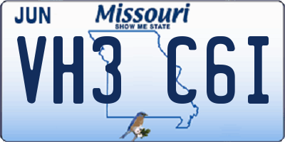 MO license plate VH3C6I