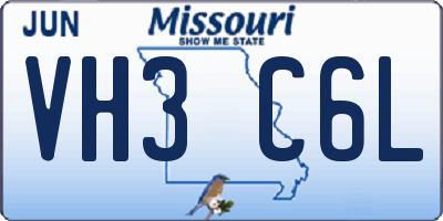 MO license plate VH3C6L