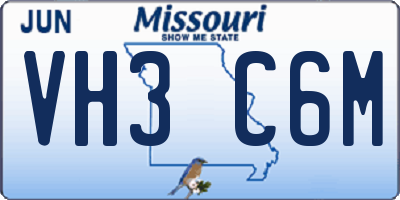 MO license plate VH3C6M