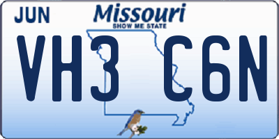 MO license plate VH3C6N