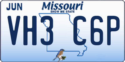 MO license plate VH3C6P