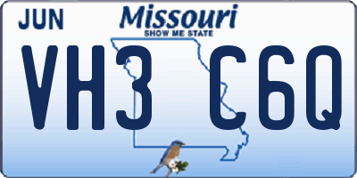 MO license plate VH3C6Q