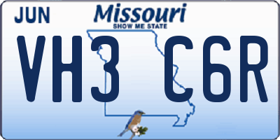 MO license plate VH3C6R