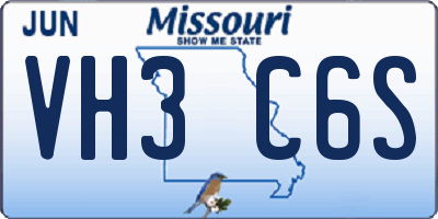 MO license plate VH3C6S