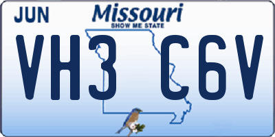 MO license plate VH3C6V
