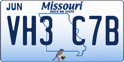 MO license plate VH3C7B