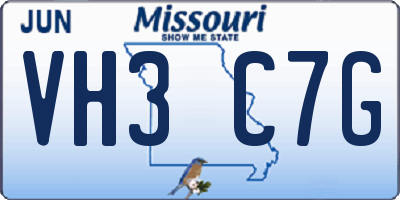 MO license plate VH3C7G