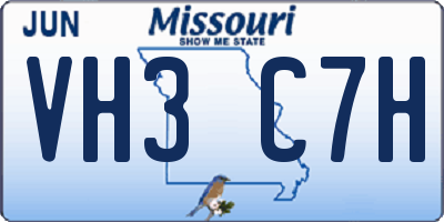 MO license plate VH3C7H