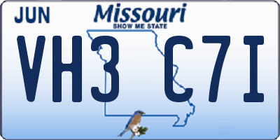 MO license plate VH3C7I