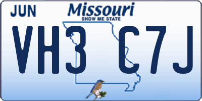 MO license plate VH3C7J