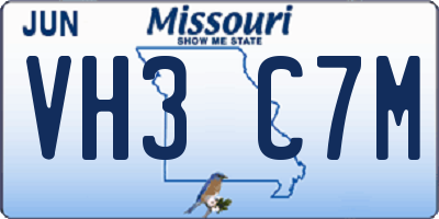 MO license plate VH3C7M