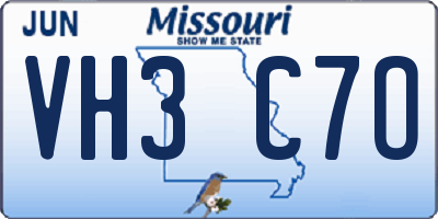 MO license plate VH3C7O