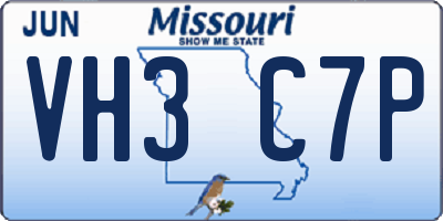 MO license plate VH3C7P