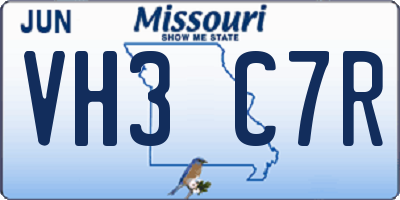 MO license plate VH3C7R