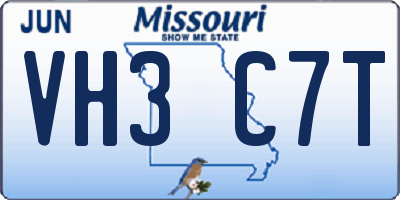 MO license plate VH3C7T