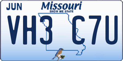 MO license plate VH3C7U