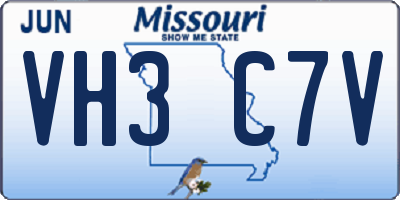 MO license plate VH3C7V