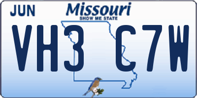 MO license plate VH3C7W