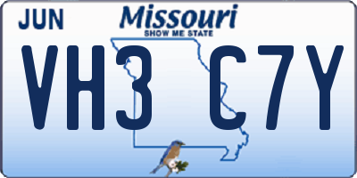 MO license plate VH3C7Y