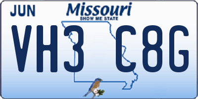 MO license plate VH3C8G