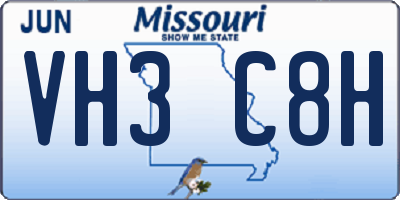 MO license plate VH3C8H