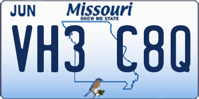 MO license plate VH3C8Q