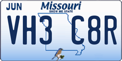 MO license plate VH3C8R