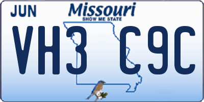 MO license plate VH3C9C