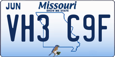 MO license plate VH3C9F