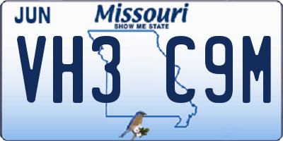 MO license plate VH3C9M