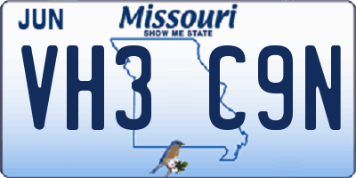 MO license plate VH3C9N