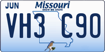 MO license plate VH3C9O