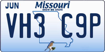 MO license plate VH3C9P