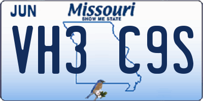 MO license plate VH3C9S