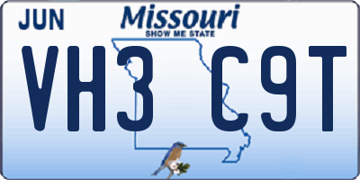 MO license plate VH3C9T