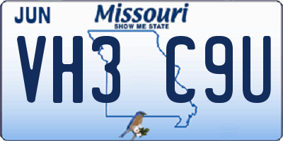MO license plate VH3C9U